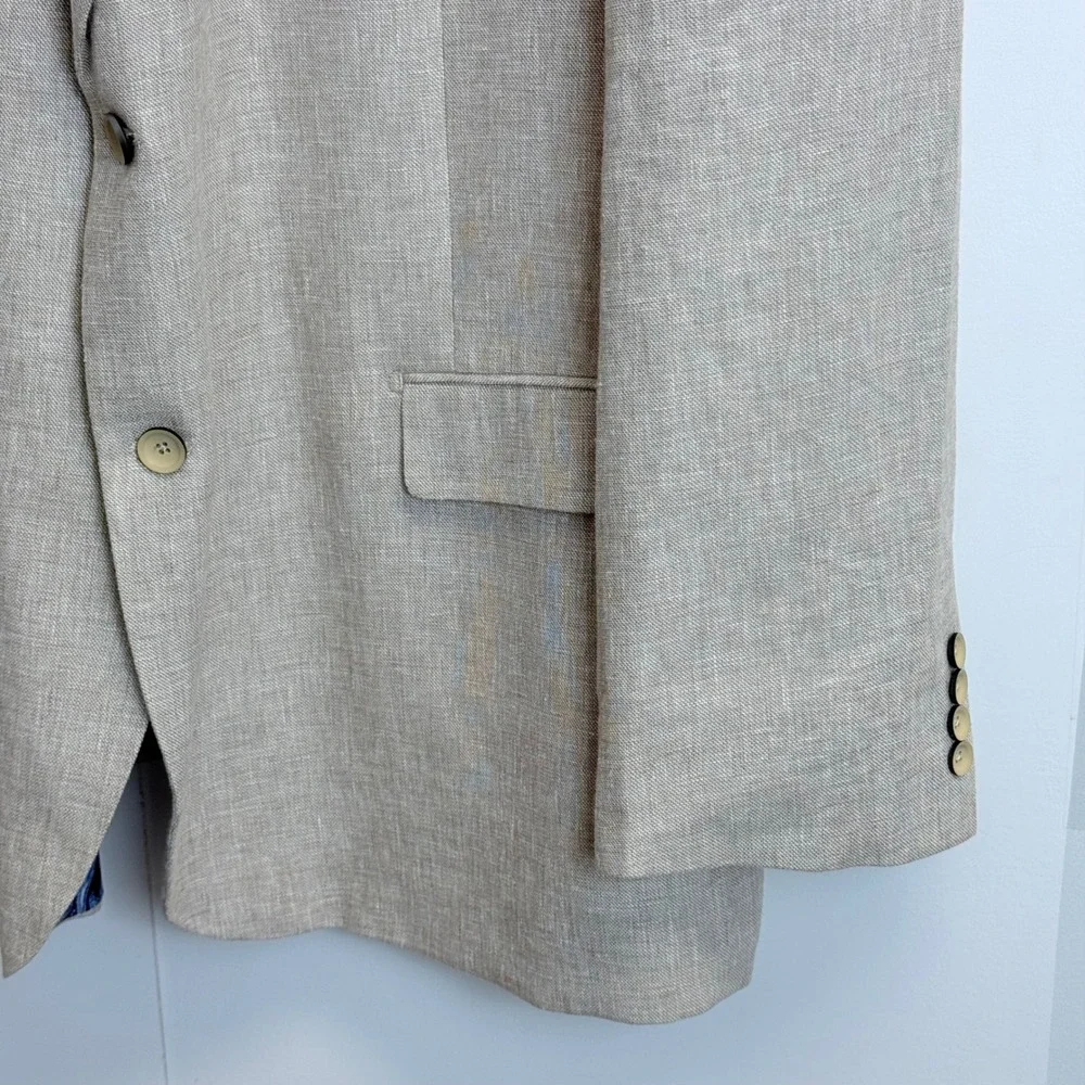 Oak Hill Mens 3XLT 54L/56L Beige Linen Blend Two Button Blazer Sport Coat